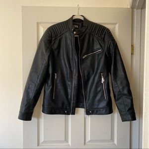 Zara men’s vegan leather motorcycle jacket